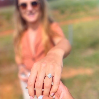summer with engagement ring on
