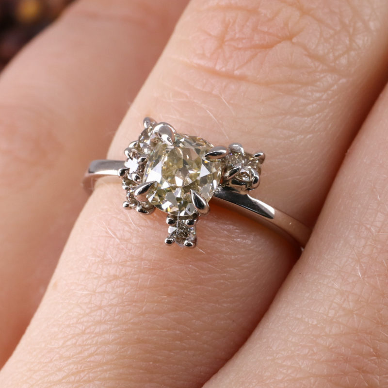 18ct white gold antique cut diamond constellation ring