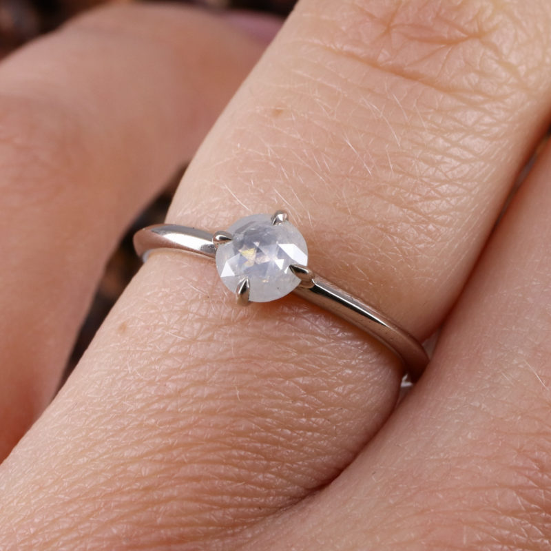 18ct white gold rose cut snowflake diamond ring