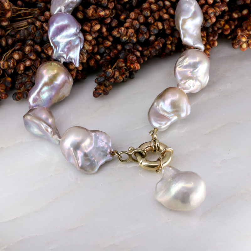Choker style necklace with baroque pearls