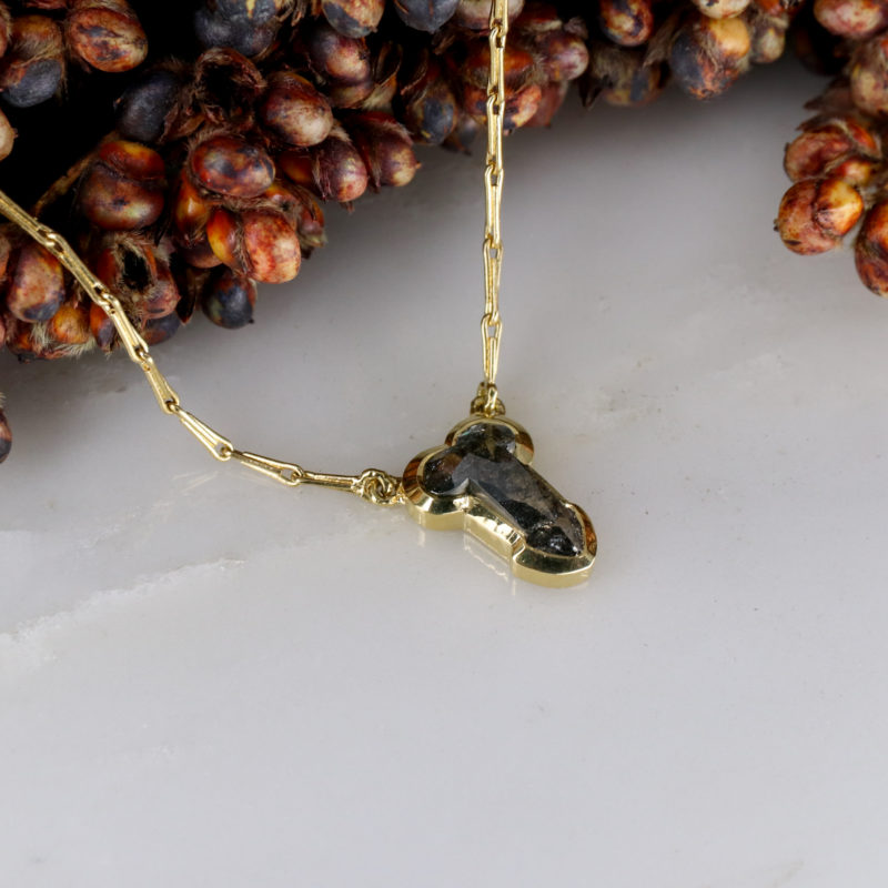 18ct yellow gold rose cut diamond p*nis pendant