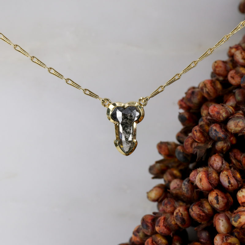 18ct yellow gold rose cut diamond p*nis pendant