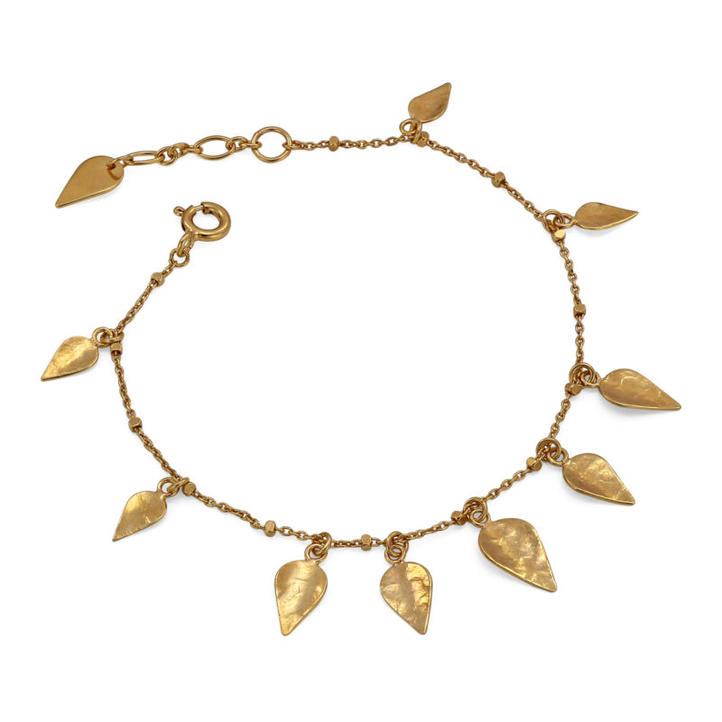 Gold vermeil scattered leaves bracelet