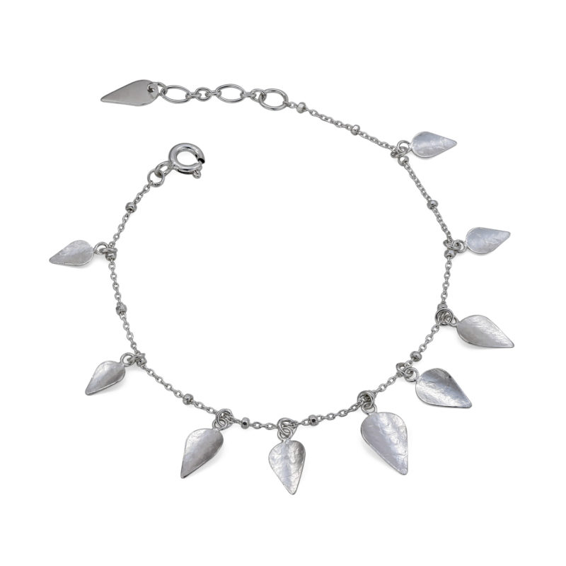 Silver scattered leaves bracelet