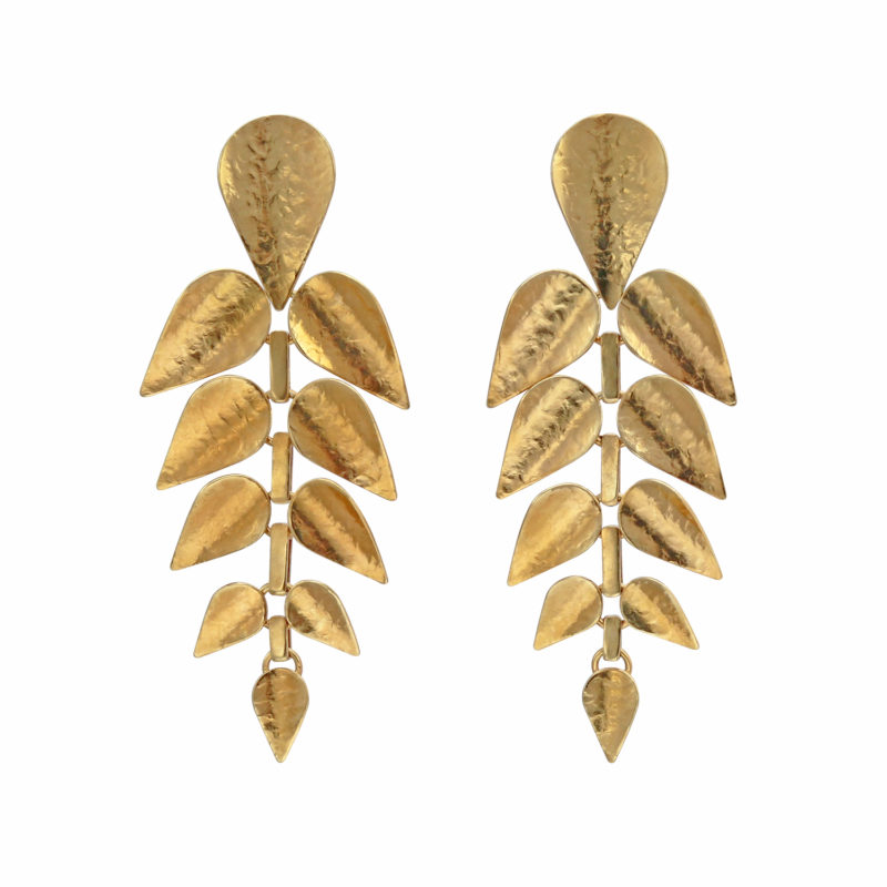 Leaf Branch earrings in gold vermeil.