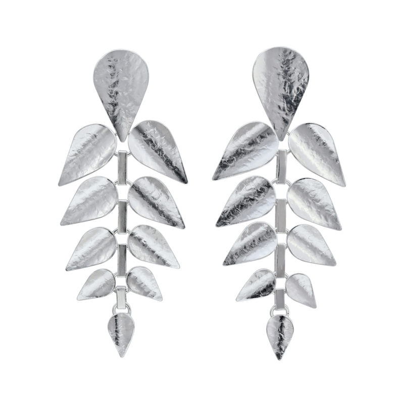 silver Leaf branch earrings