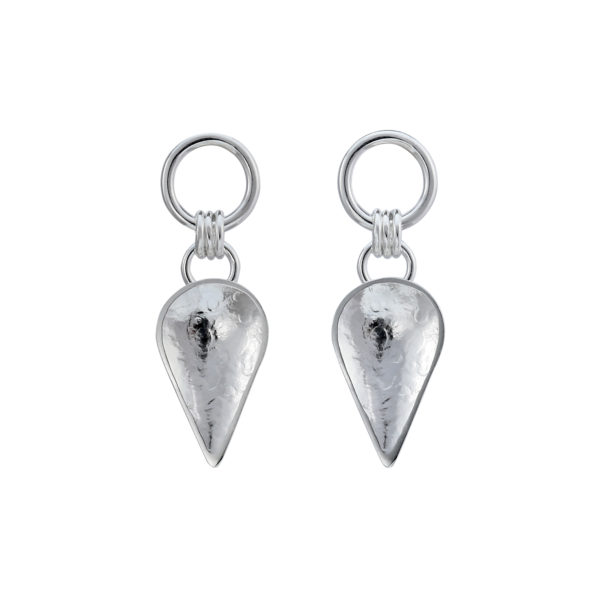 Silver cupped leaf drop earrings