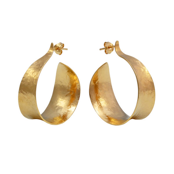 Large curl hoop earrings in gold vermeil
