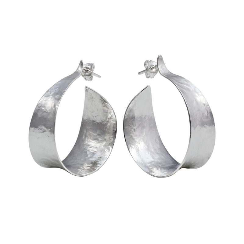 large curl hoop earrings in silver