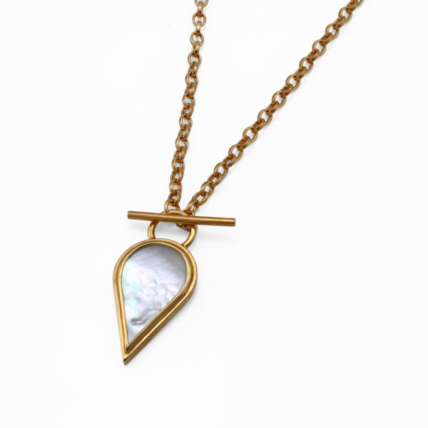 Komorebi leaf T-bar pendant in gold vermeil