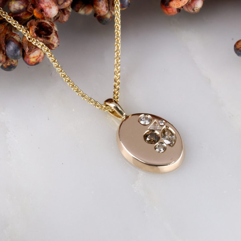 9ct yellow gold Cascade pendant with diamonds