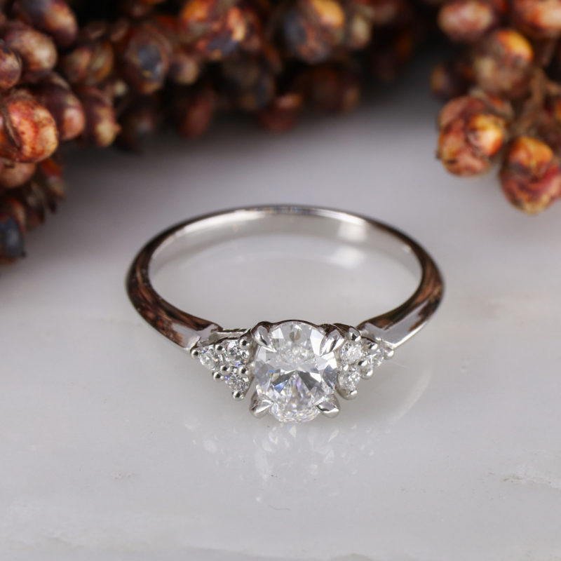 platinum mini coco cluster engagement ring with lab-grown diamonds