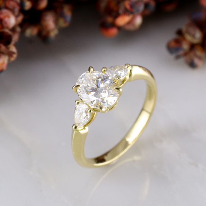 18ct yellow gold Coco trilogy ring with lab grown diamonds