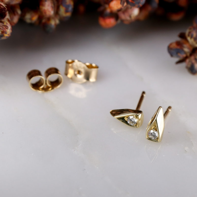9ct yellow gold Coco diamond knife-edge ear studs